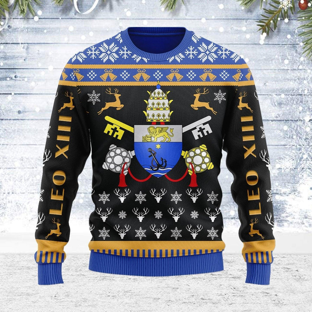 Pope Pius X Coat of Arms Ugly Christmas Sweater - CustomsPig