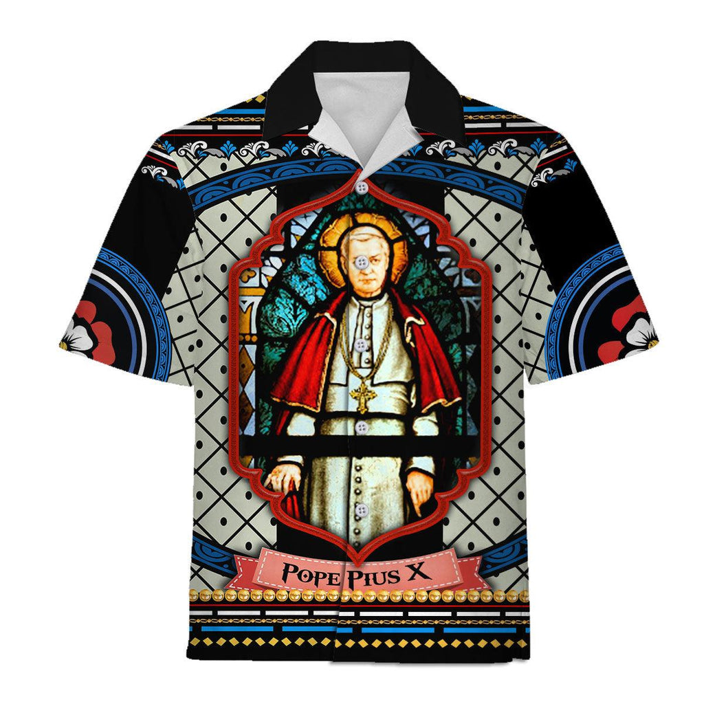 Pope Pius X Stained Glass Hawaiian Shirt -  CustomsPig.com