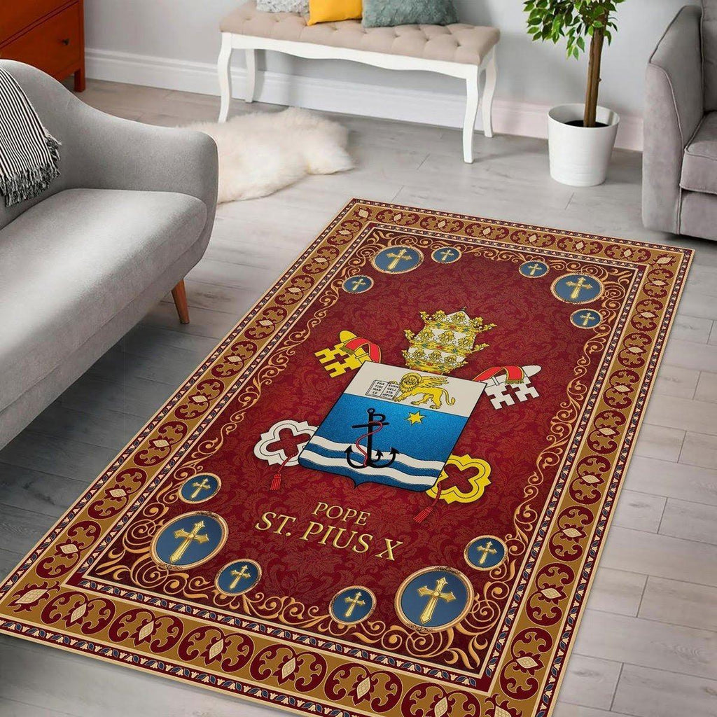 Pope Saint Pius X Coat Of Arms Rug - CustomsPig