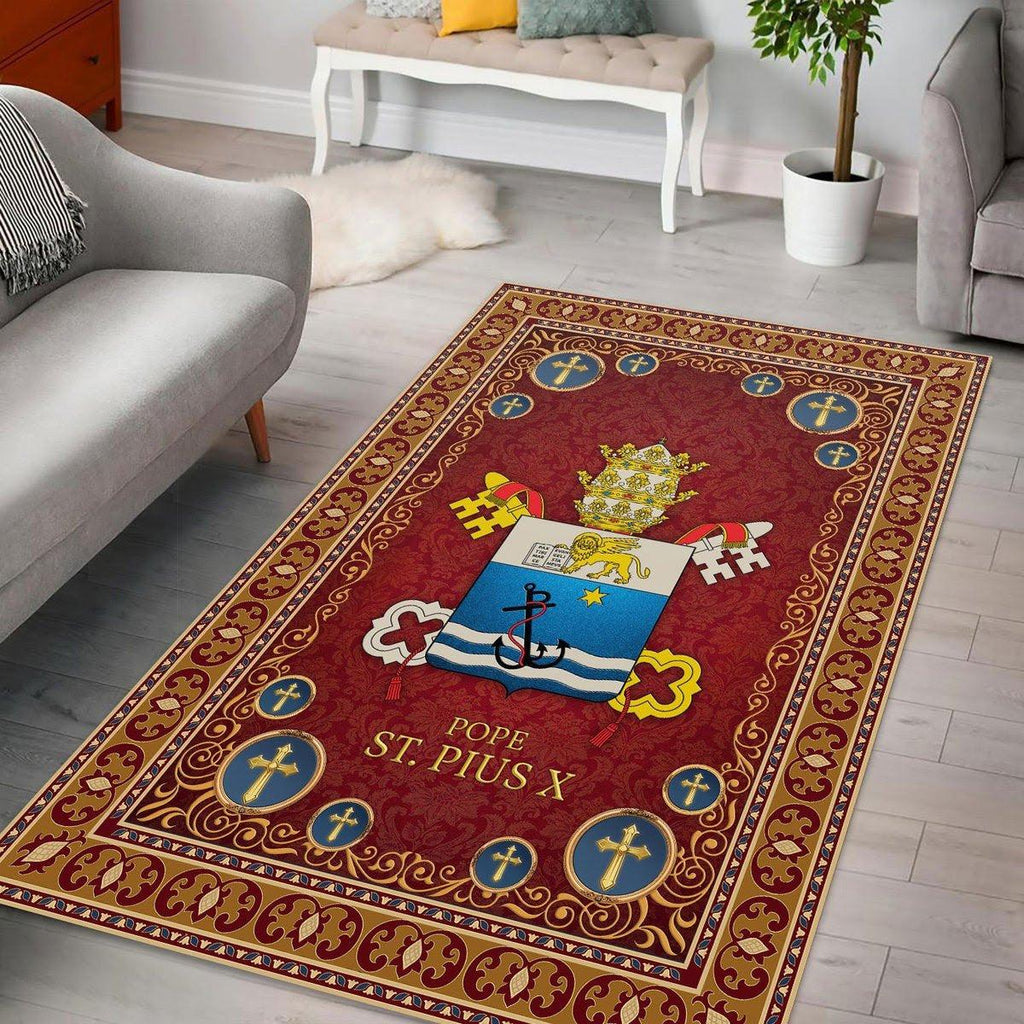 Pope St. Pius X Coat Of Arms Rug - CustomsPig