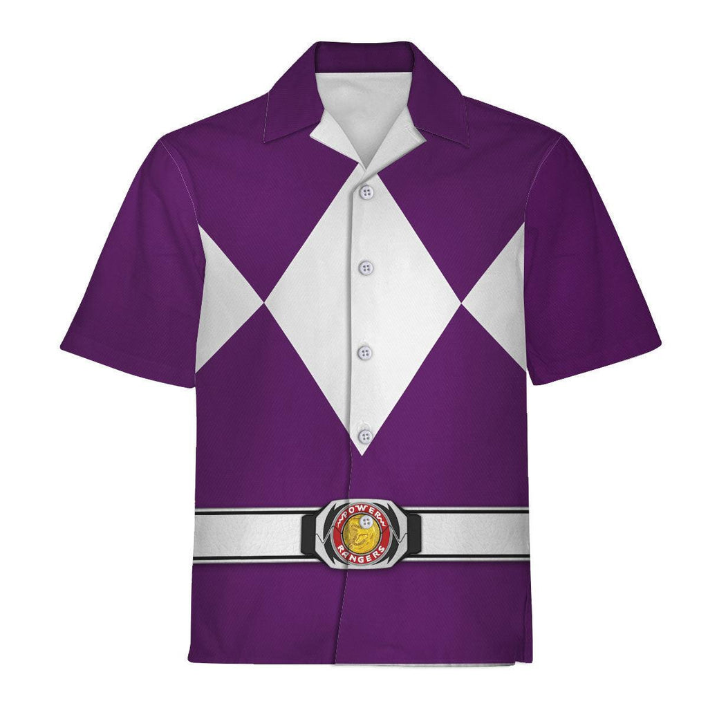 Purple Ranger Mighty Morphin Hawaiian Shirt Beach Shorts - CustomsPig.com