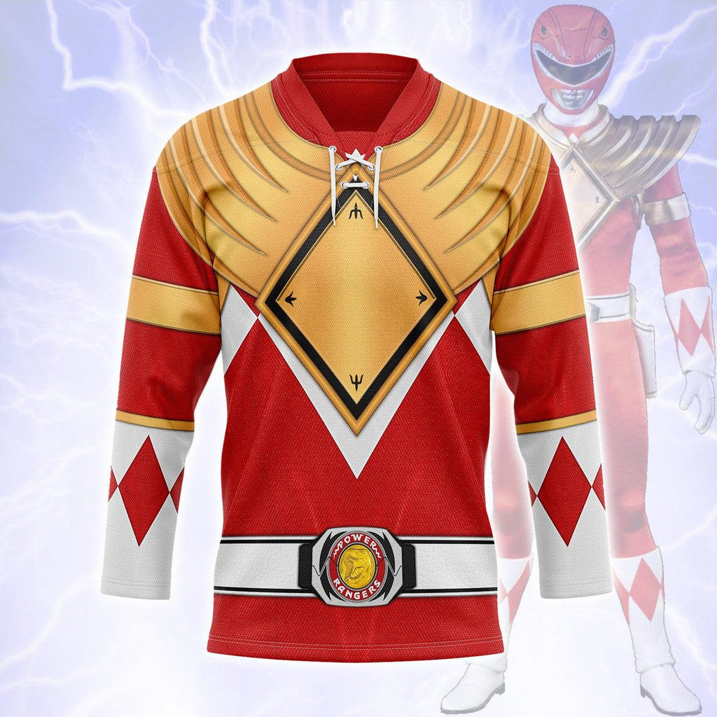 Red Ranger Dragon Shield Hockey Jersey -  CustomsPig.com