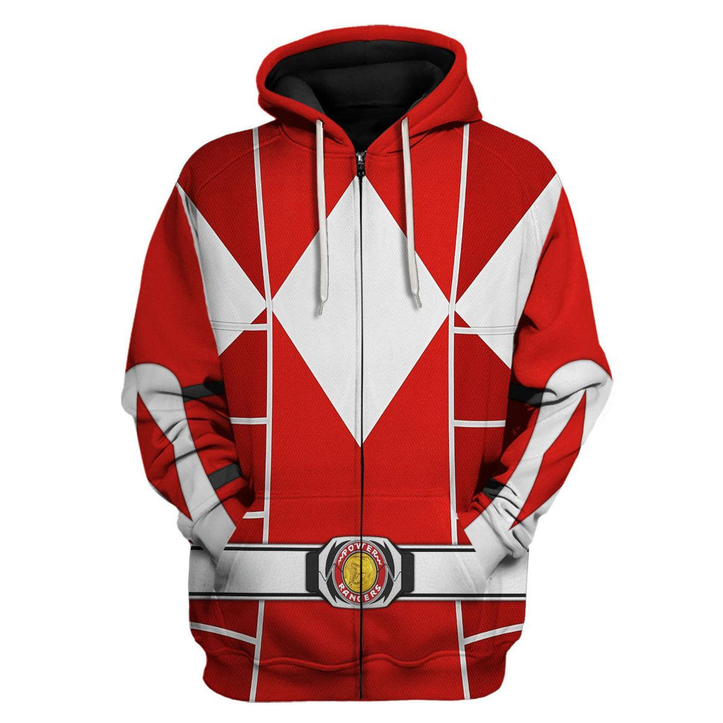 Red Ranger Mighty Morphin Cosplay Hoodies Sweatshirt T-shirt Hawaiian - CustomsPig.com