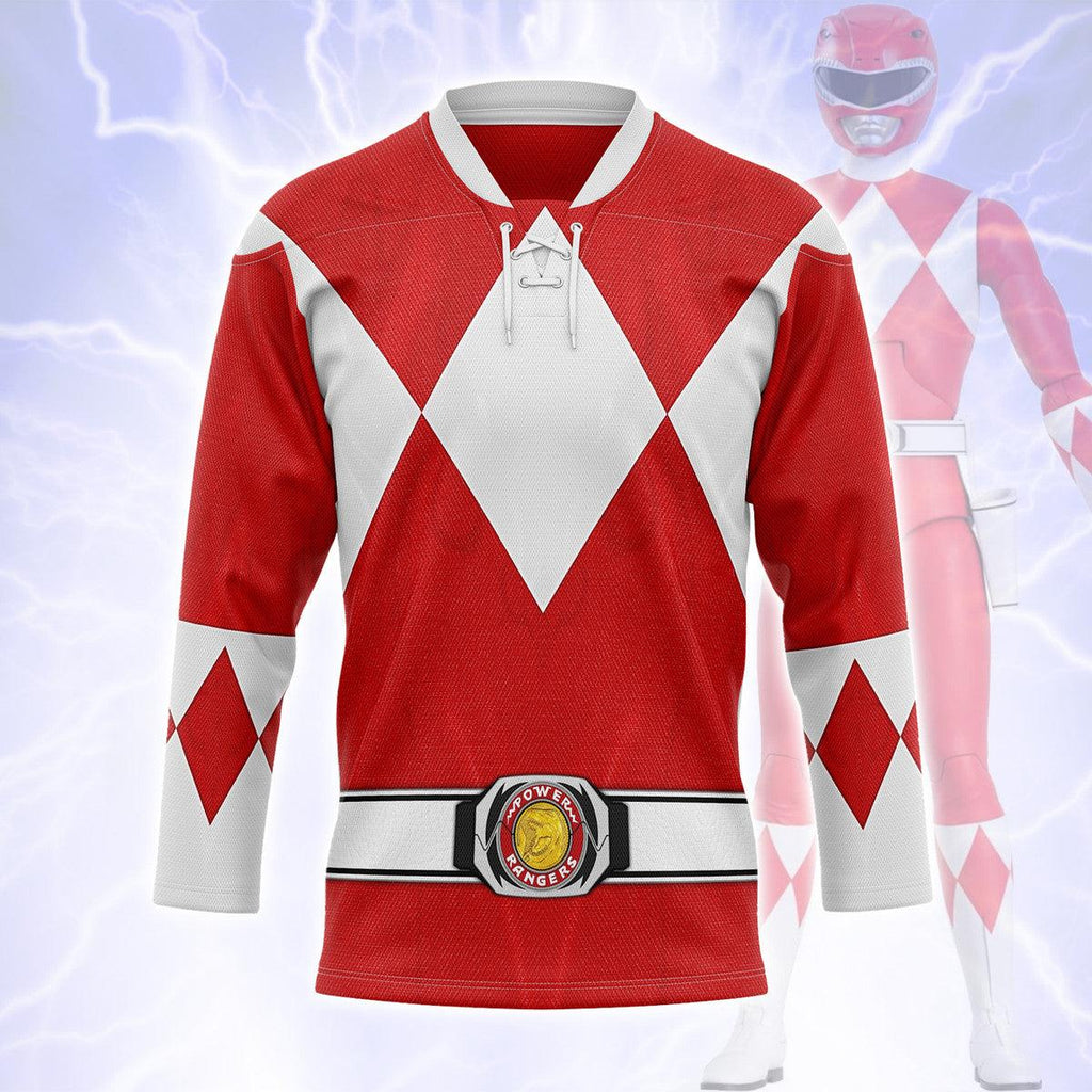 Red Ranger Mighty Morphin Hockey Jersey -  CustomsPig.com