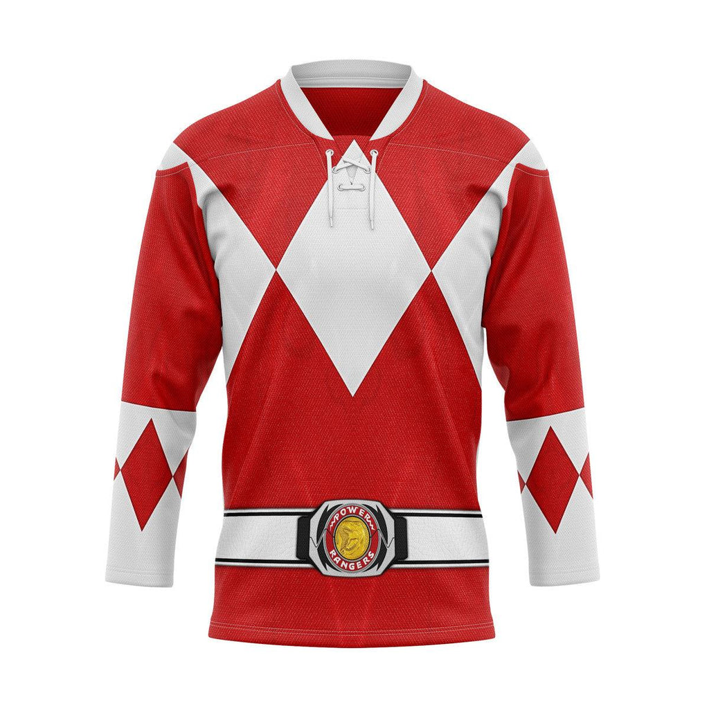 Red Ranger Mighty Morphin Hockey Jersey -  CustomsPig.com