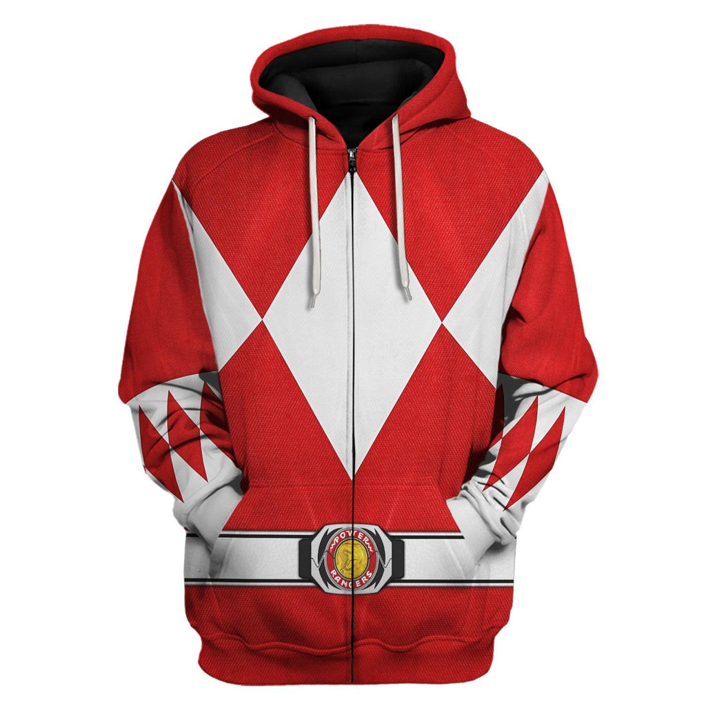 Red Ranger Mighty Morphin Hoodies Sweatshirt T-shirt Hawaiian Tracksuit -  CustomsPig.com