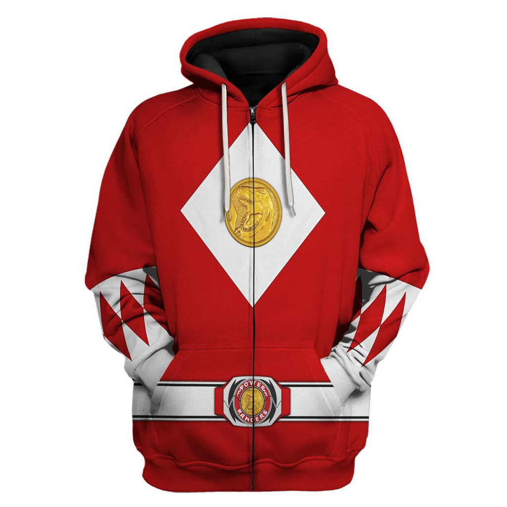 Red Ranger Mighty Morphin The Movie (1995) Hoodies Sweatshirt T-shirt Hawaiian - CustomsPig.com