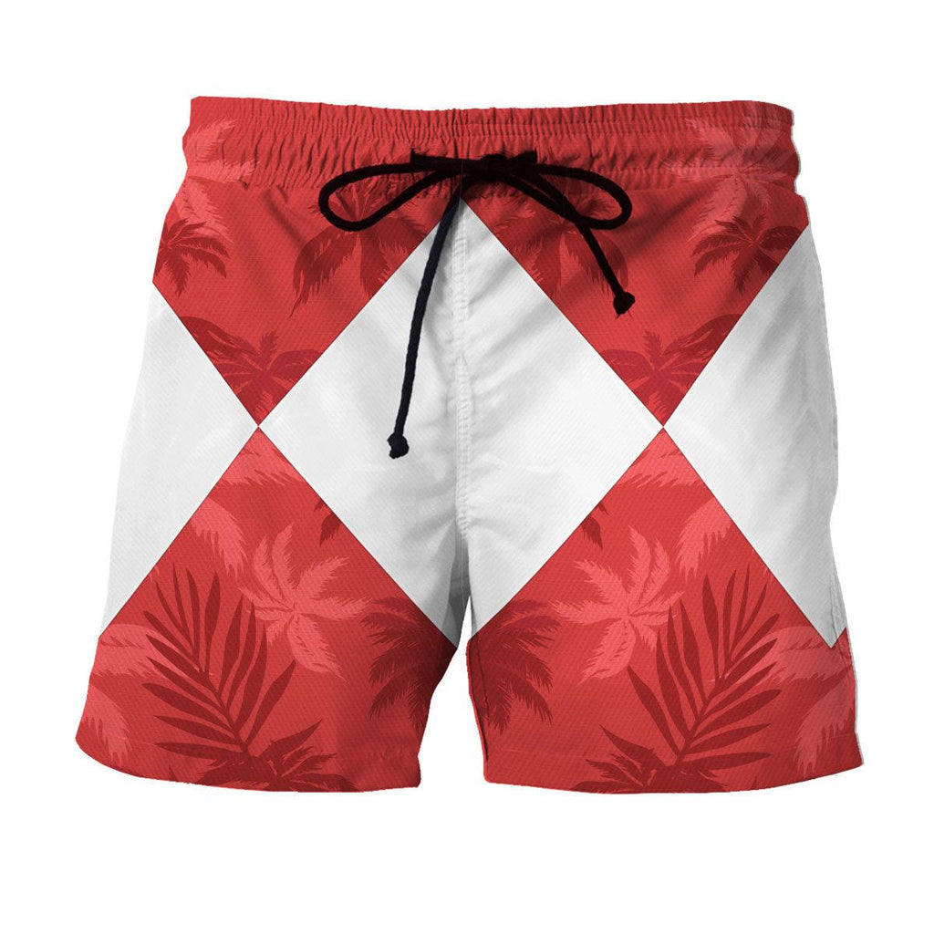 Red Ranger x Tommy Vercetti Hawaiian Shirt & Beach Shorts - CustomsPig.com