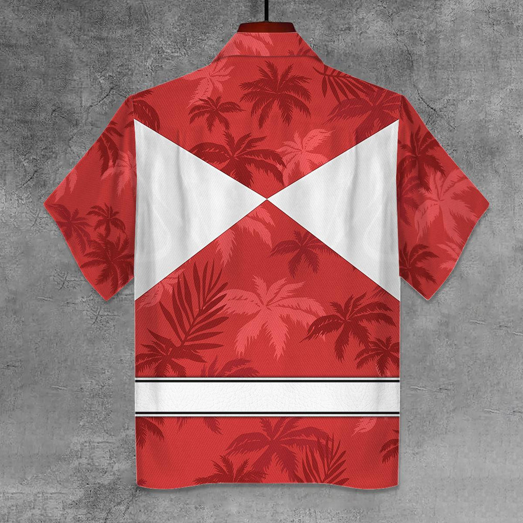 Red Ranger x Tommy Vercetti Hawaiian Shirt Beach Shorts - CustomsPig.com