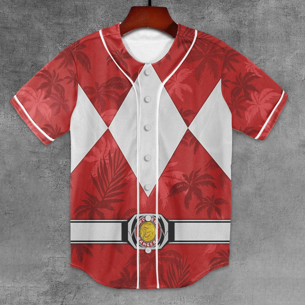 Red Ranger x Tommy Vercetti MLB Jersey Shirt Beach Shorts - CustomsPig.com