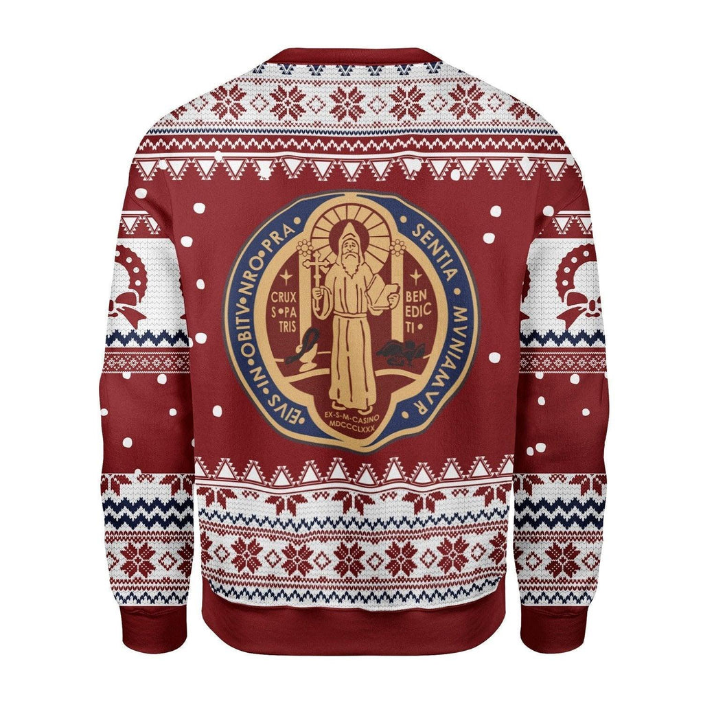 Saint Benedict Medal Christmas Sweater - CustomsPig