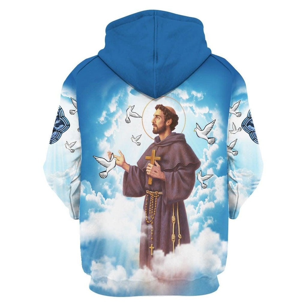 Saint Francis Of Assisi Zip Hoodie - CustomsPig