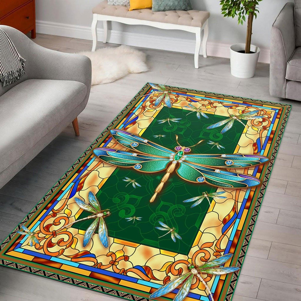 Stained Glass Dragonfly Rug - CustomsPig