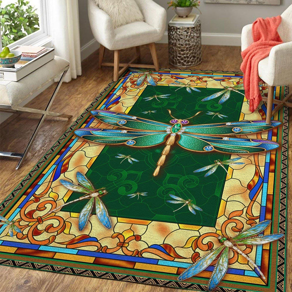 Stained Glass Dragonfly Rug - CustomsPig