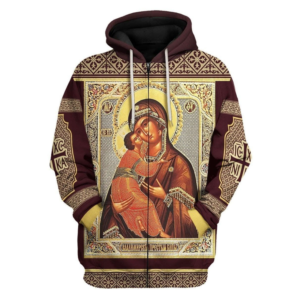 Sweatshirt Virgin Of Vladimir Zip Hoodie - CustomsPig