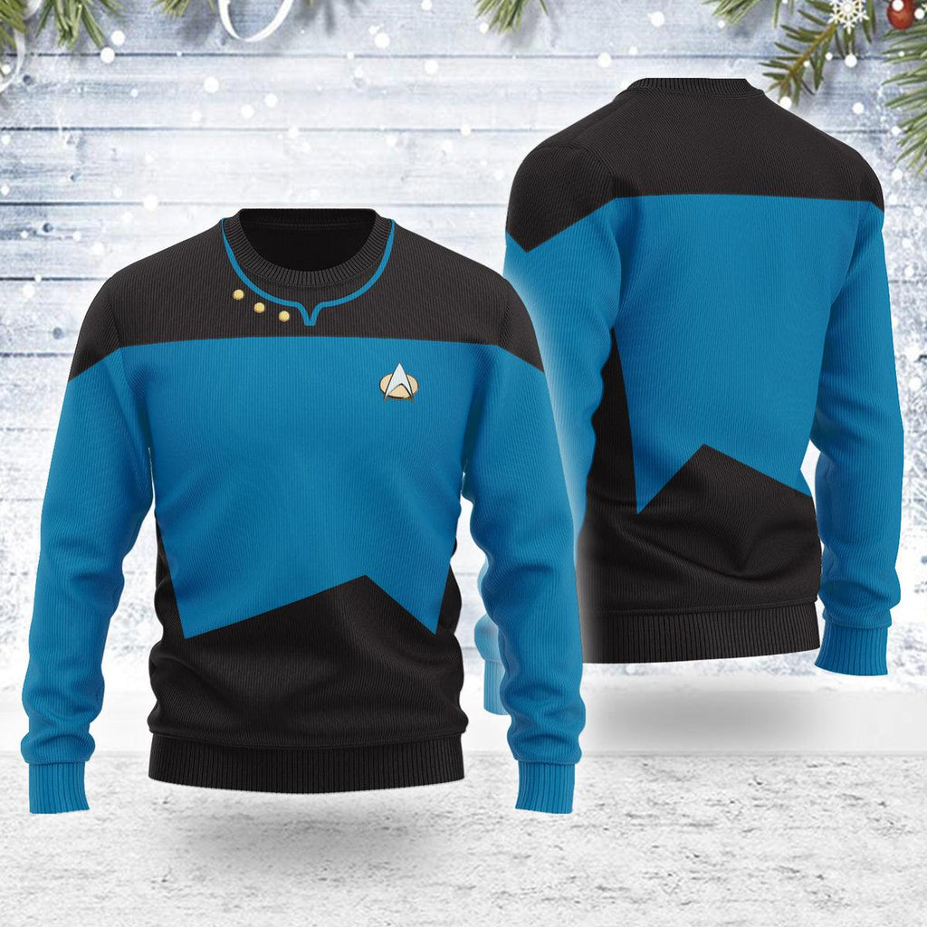 The Next Generation Blue Uniform Themed Costume Christmas Wool Sweater - CustomsPig.com