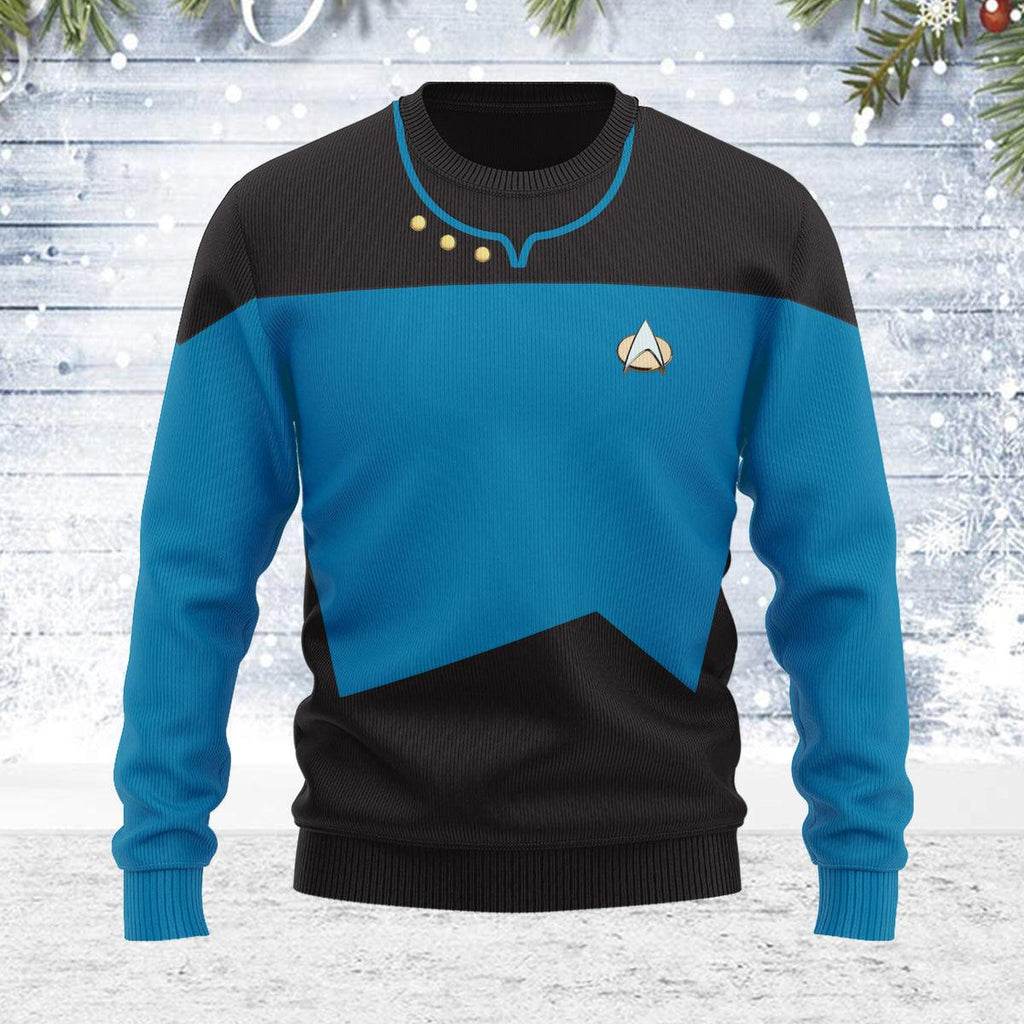 The Next Generation Blue Uniform Themed Costume Christmas Wool Sweater - CustomsPig.com