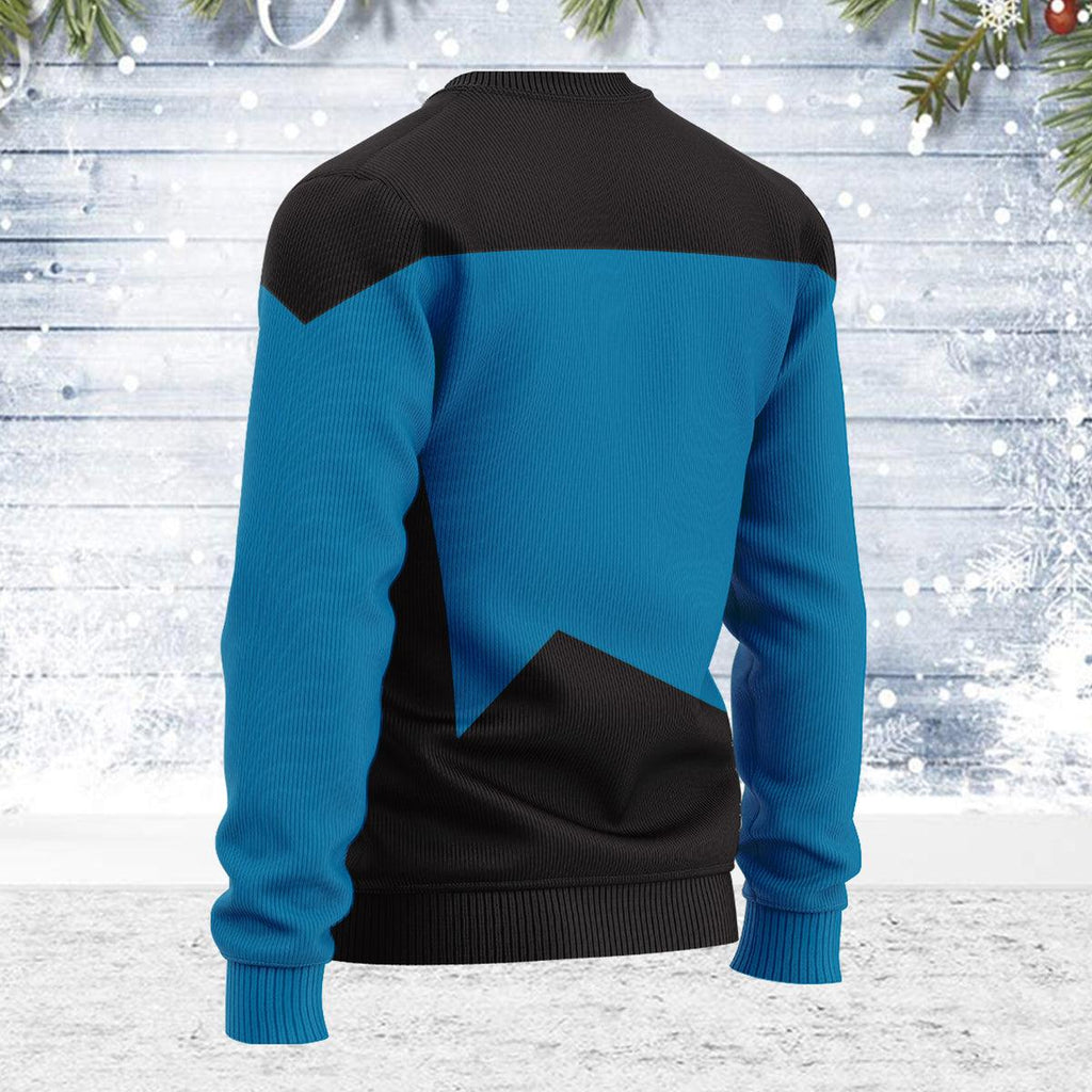 The Next Generation Blue Uniform Themed Costume Christmas Wool Sweater - CustomsPig.com