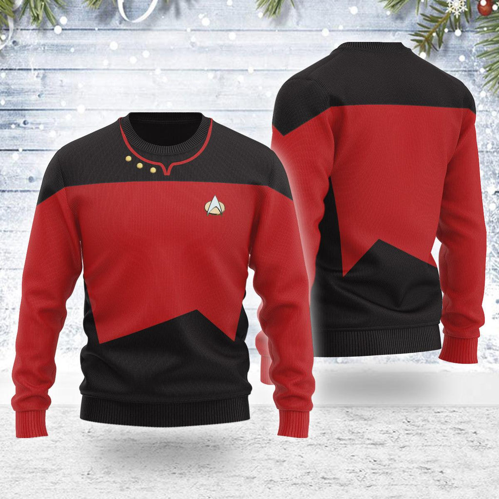 The Next Generation Red Uniform Themed Costume Christmas Wool Sweater - CustomsPig.com