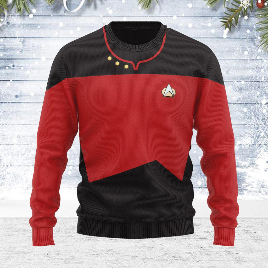 The Next Generation Red Uniform Themed Costume Christmas Wool Sweater - CustomsPig.com