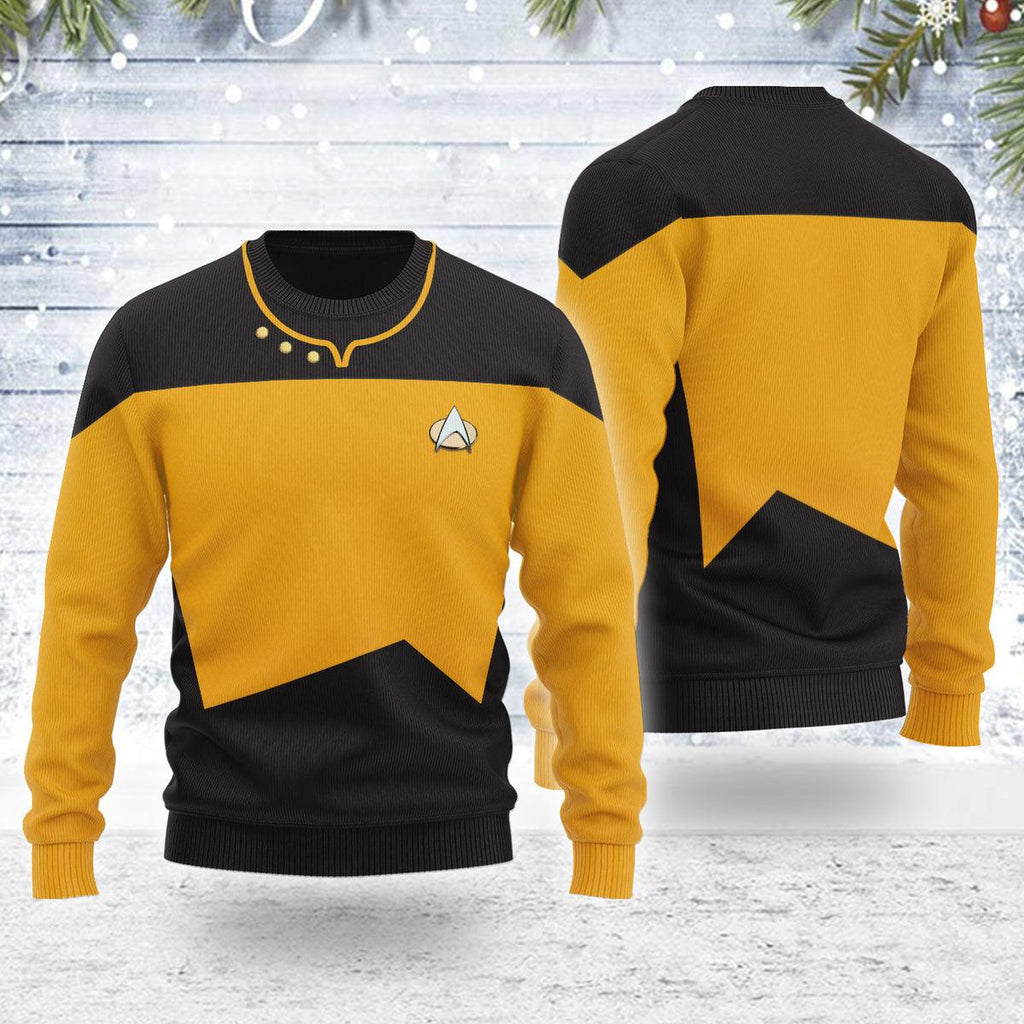 The Next Generation Yellow Uniform Themed Costume Christmas Wool Sweater - CustomsPig.com