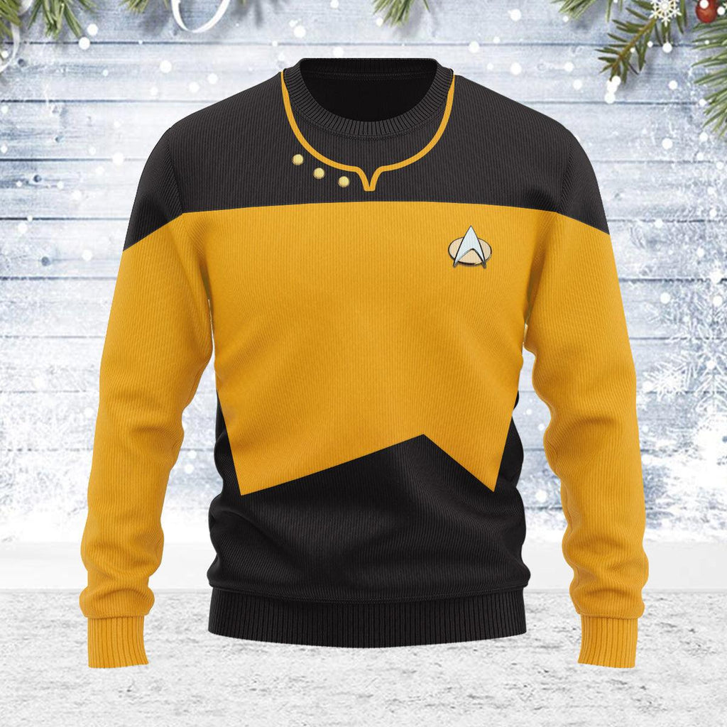 The Next Generation Yellow Uniform Themed Costume Christmas Wool Sweater - CustomsPig.com