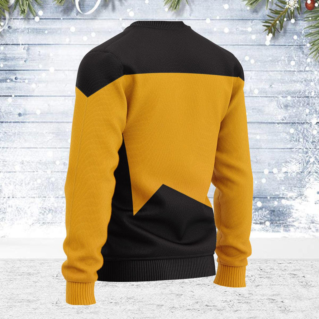 The Next Generation Yellow Uniform Themed Costume Christmas Wool Sweater - CustomsPig.com