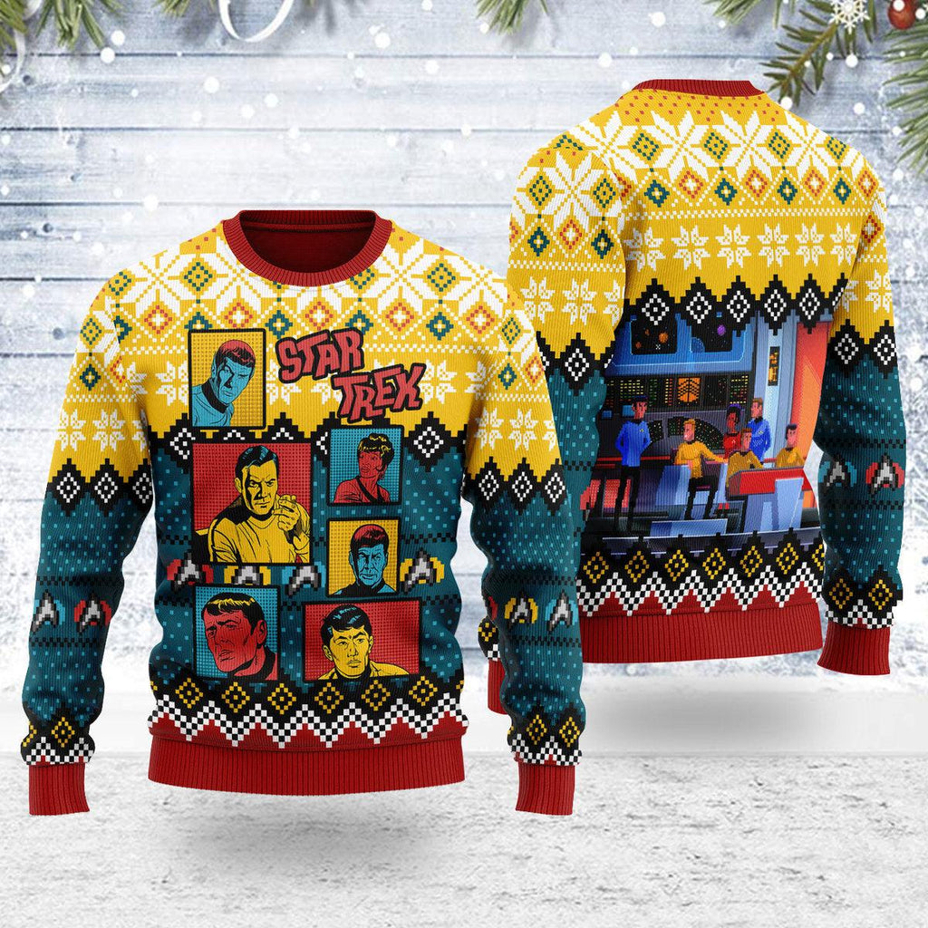 The Original Series Retro Character Squares Christmas Sweater - CustomsPig.com