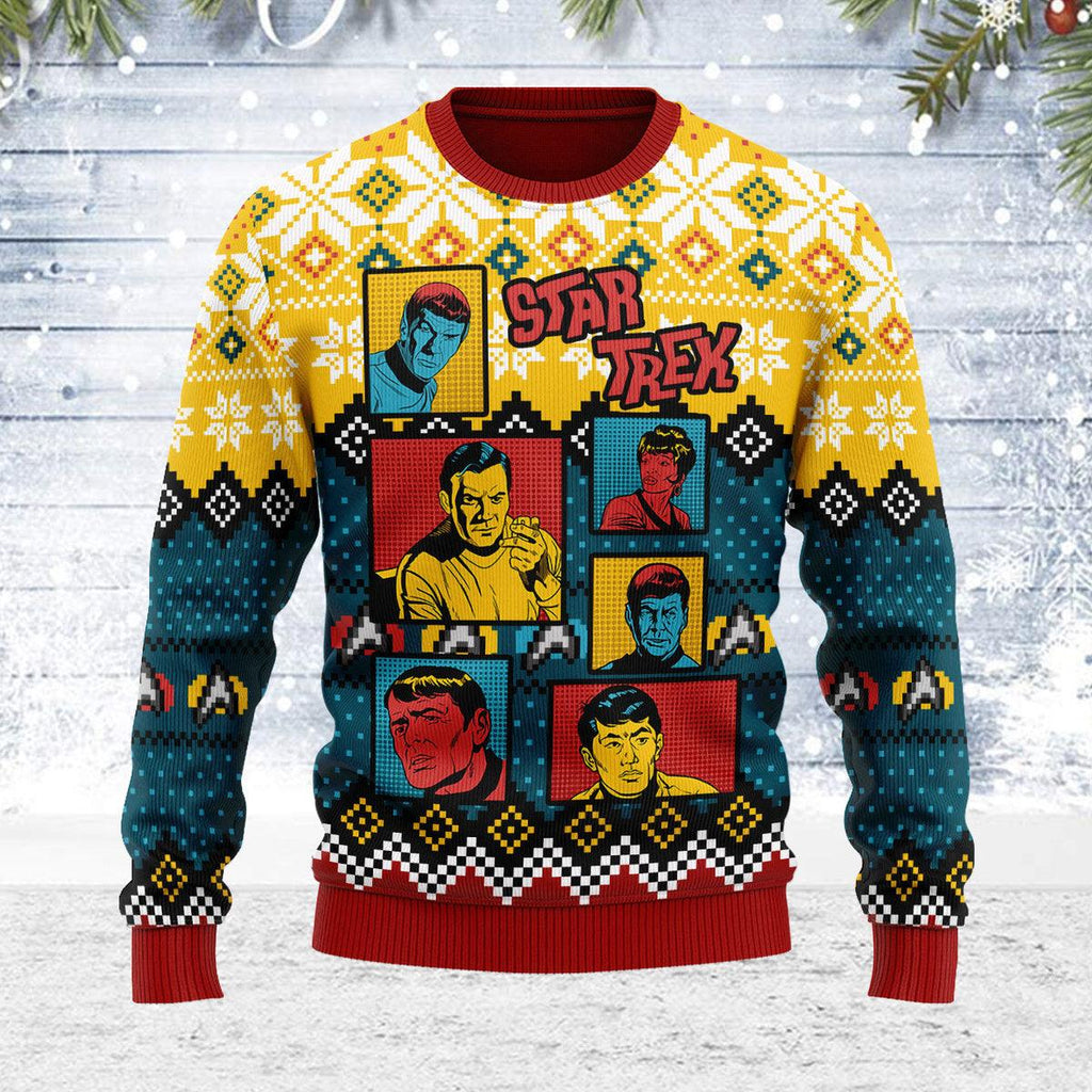 The Original Series Retro Character Squares Christmas Sweater - CustomsPig.com