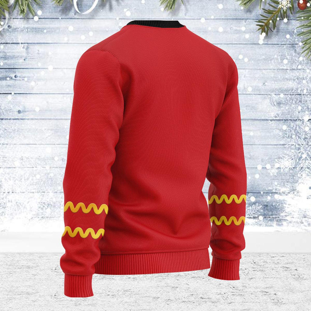 The Original Series Scott Red Uniform Themed Costume Christmas Wool Sweater - CustomsPig.com