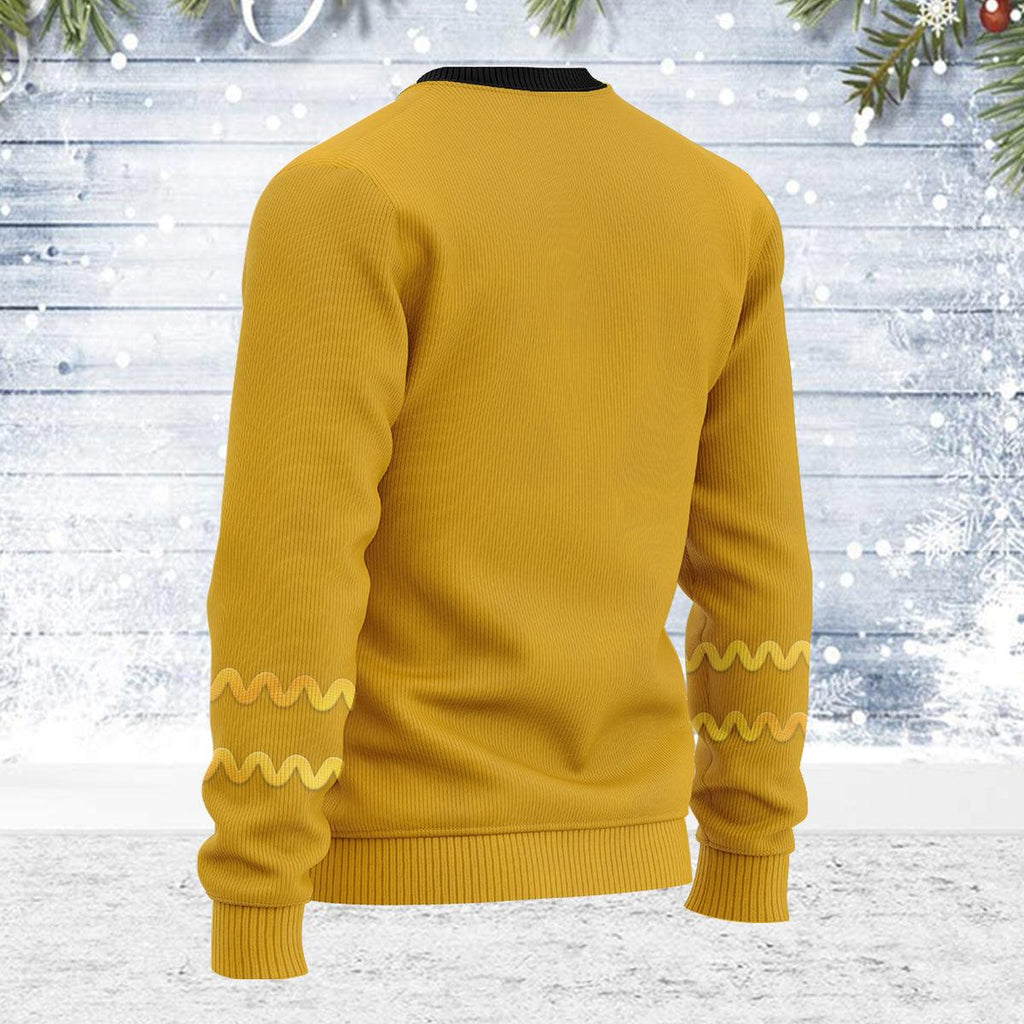 The Original Series Spock Yellow Uniform Themed Costume Christmas Wool Sweater - CustomsPig.com