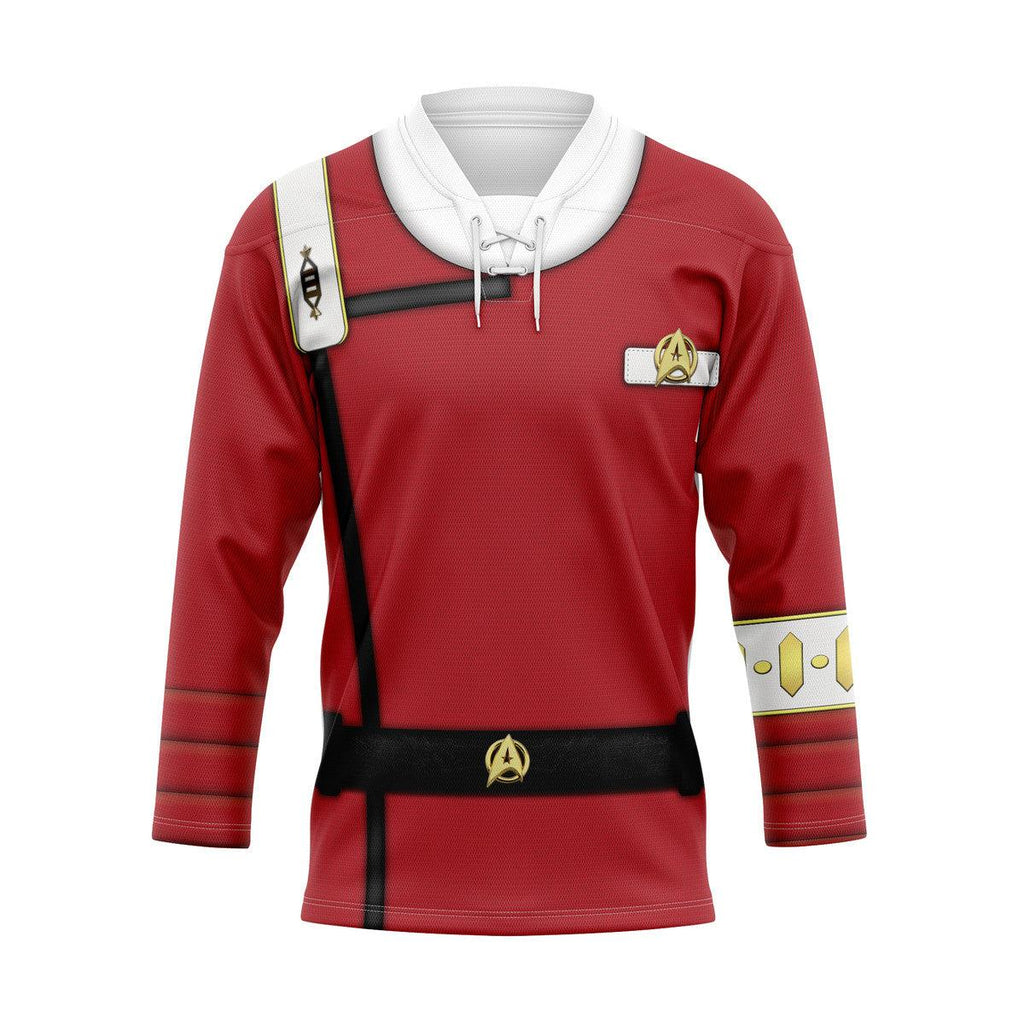 The Wrath of Khan Starfleet Officer Red T-shirt Hoodie Sweatpants Apparel Hockey Jersey -  CustomsPig.com