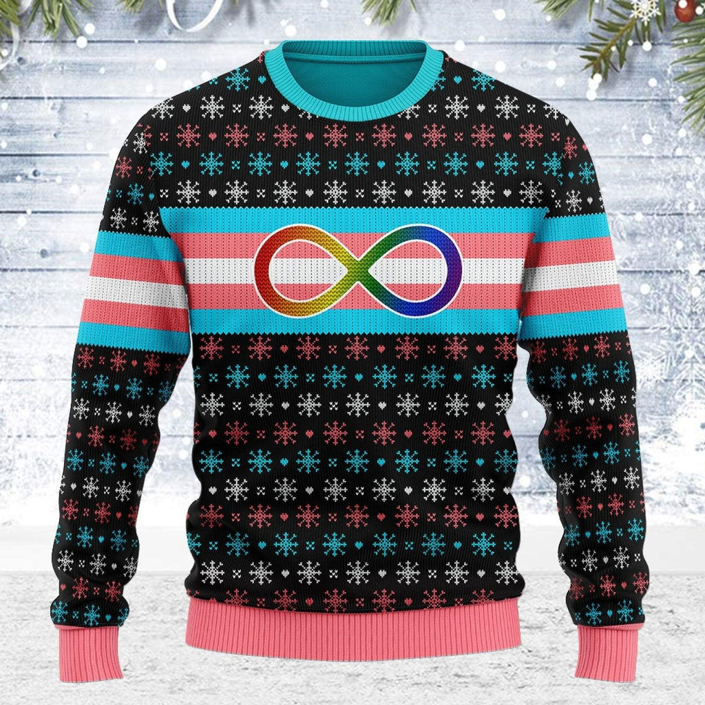 Transgender Autistic Flag Ugly Christmas Sweater - CustomsPig