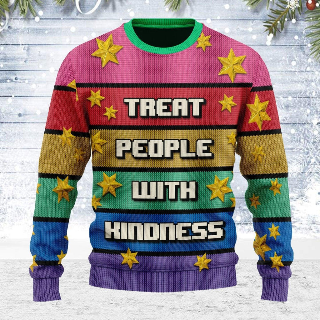 Treat People With Kindness Ugly Christmas Sweater - CustomsPig