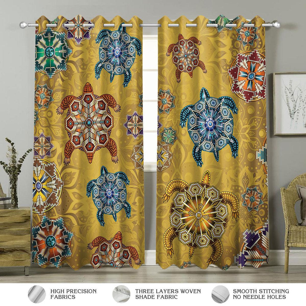 Turtle Native American Pattern Window Curtain - CustomsPig