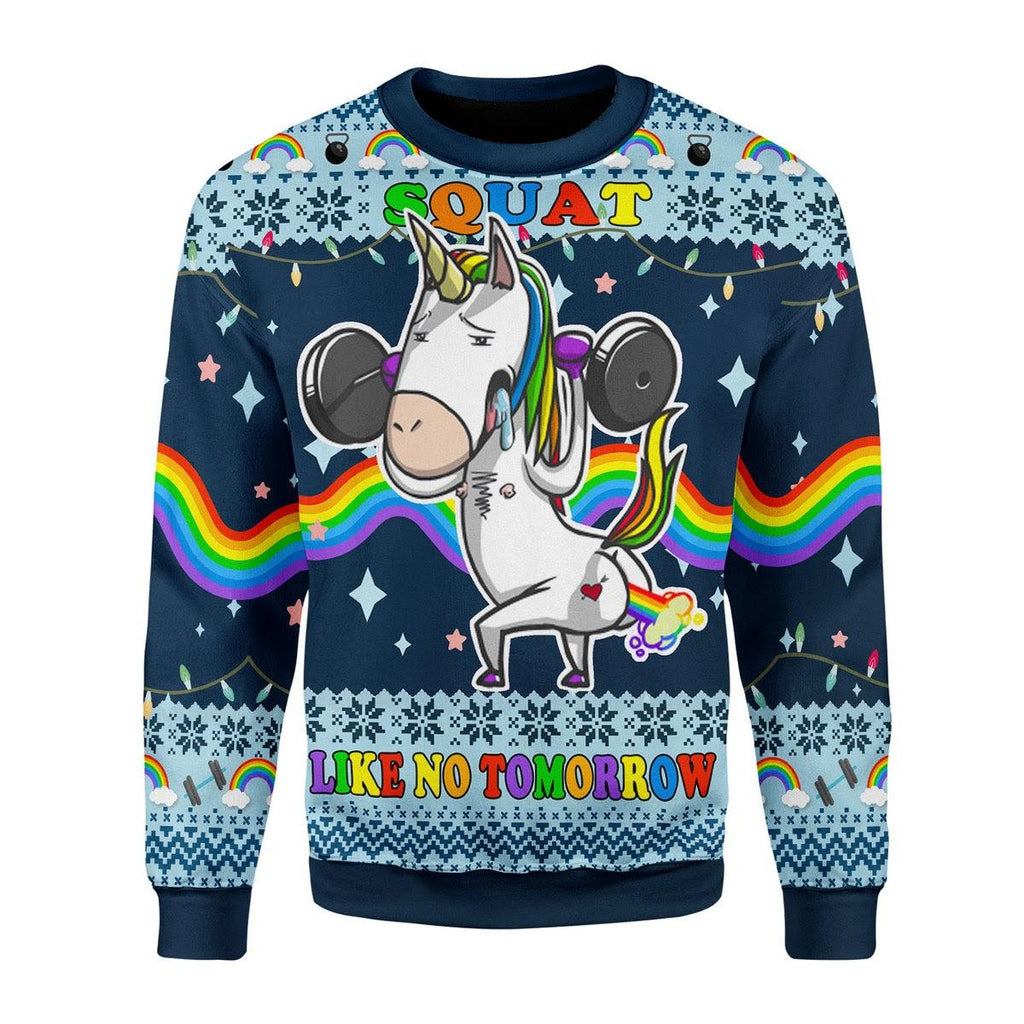 Unicorn Squat Like No Tomorrow Christmas Sweater - CustomsPig