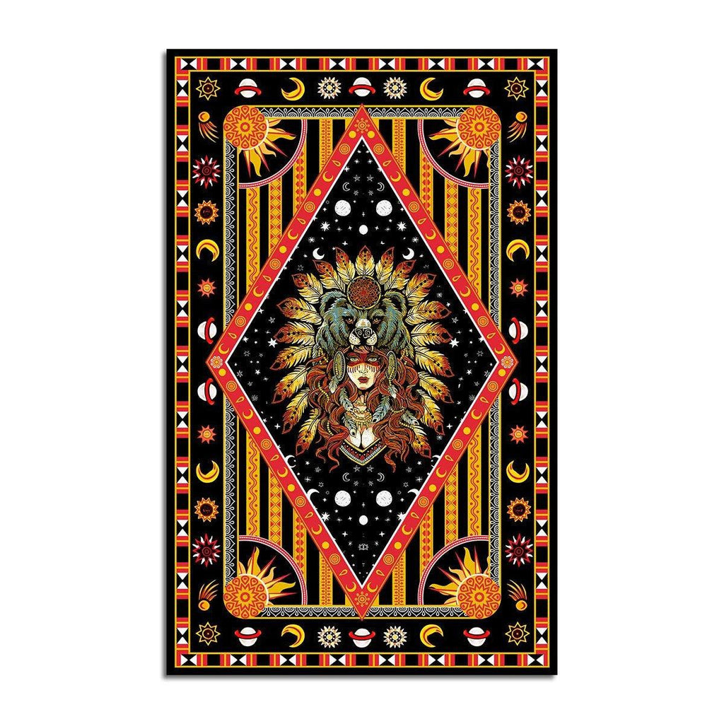 Wolf Native American Culture Girl Rug - CustomsPig