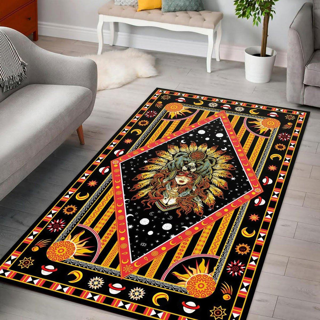 Wolf Native American Culture Girl Rug - CustomsPig