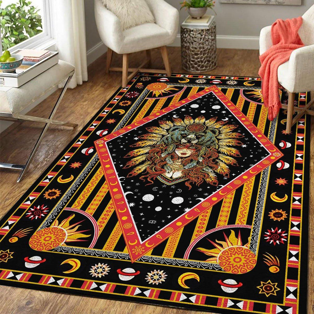 Wolf Native American Culture Girl Rug - CustomsPig