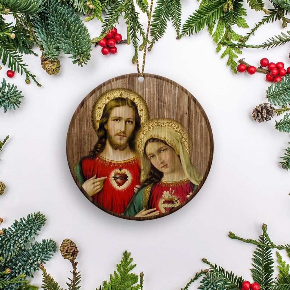 Wood Ornament Mother Mary And Jesus - CustomsPig