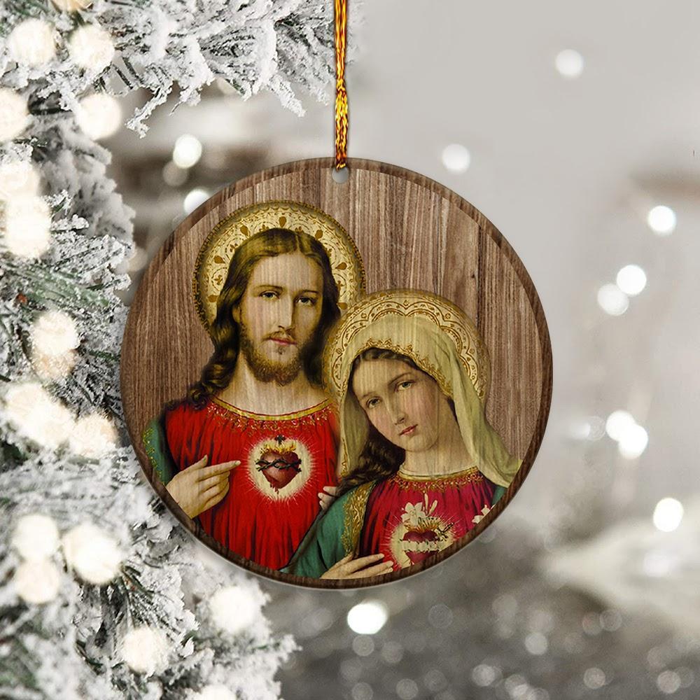 Wood Ornament Mother Mary And Jesus - CustomsPig