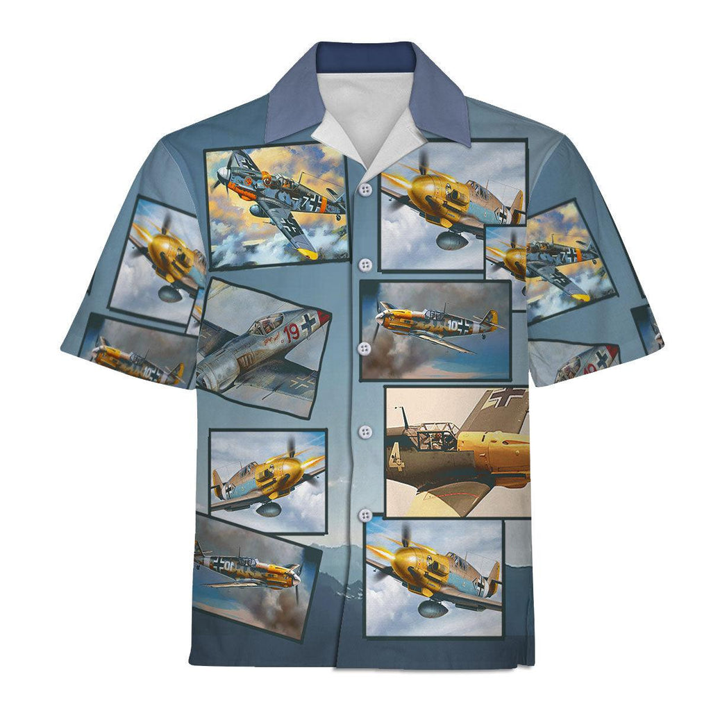 WWII Messerschmitt Bf 109 Aircraft Aloha Print Hawaiian Shirt 3D Shirt For Unisex -  CustomsPig.com