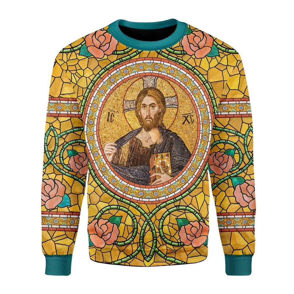 Golden Pattern Jesus Christ Sweatshirt - CustomsPig