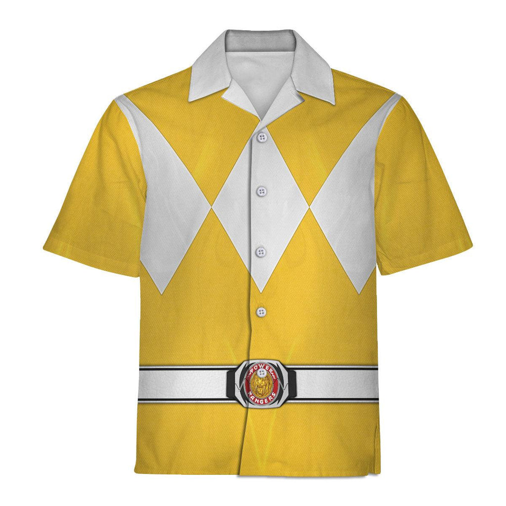 Yellow Ranger Mighty Morphin Hawaiian Shirt Beach Shorts - CustomsPig.com