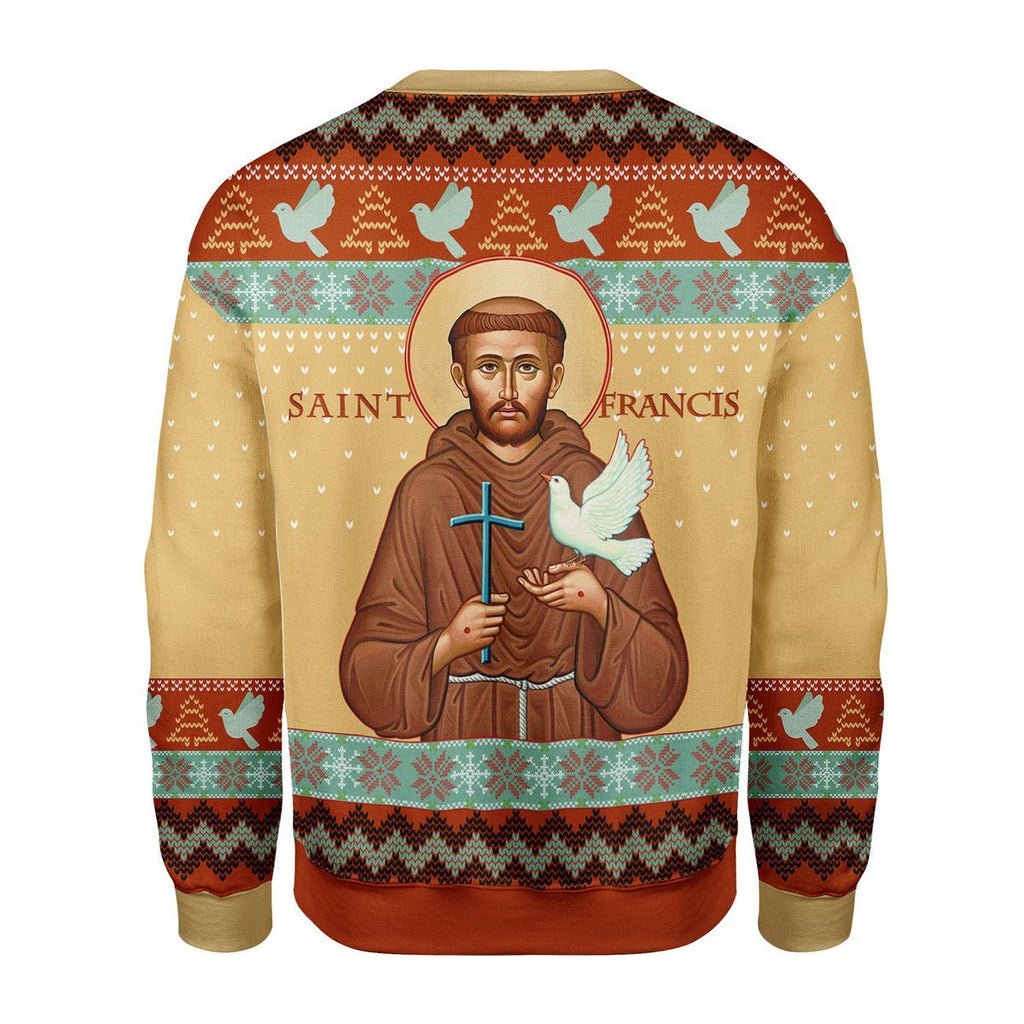 Gearhomies Christmas Unisex Sweater Saint Francis God Of Animal And Environment Chirstmas 3D Apparel
