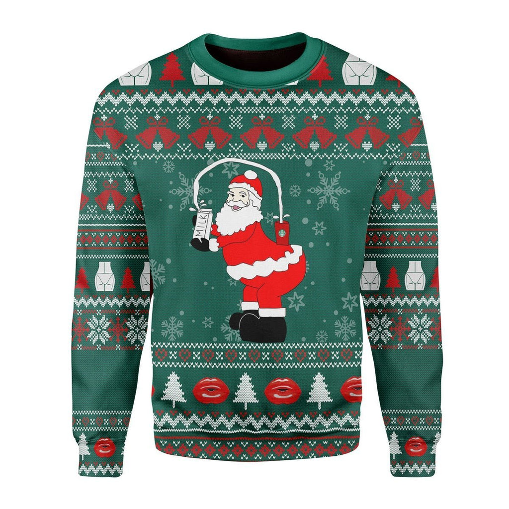 Gearhomies Christmas Unisex Sweater Kim Kardashian Milk Santa Ugly Christmas 3D Apparel