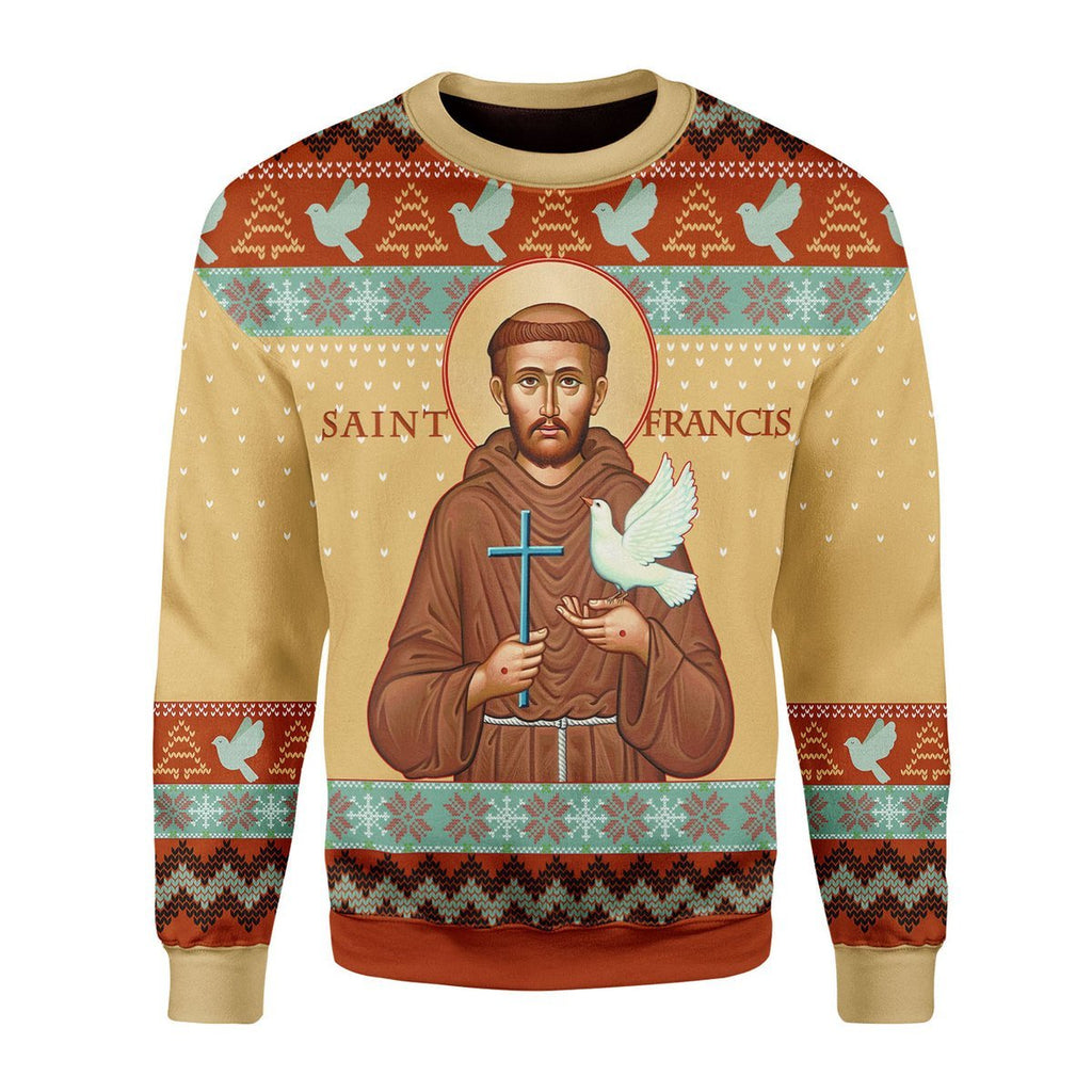 Gearhomies Christmas Unisex Sweater Saint Francis God Of Animal And Environment Chirstmas 3D Apparel