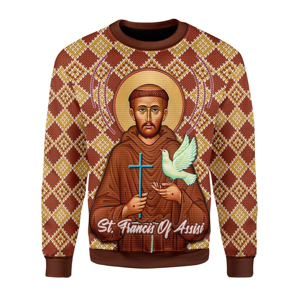 Gearhomies Christmas Unisex Sweater Saint Francis Of Assisi Ugly Christmas 3D Apparel