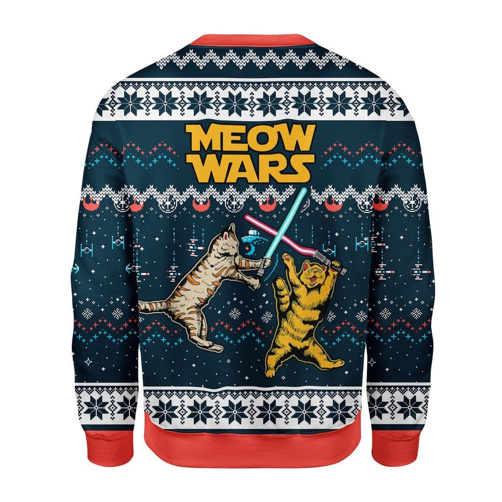 Gearhomies Christmas Unisex Sweater Meow Wars Ugly Christmas 3D Apparel