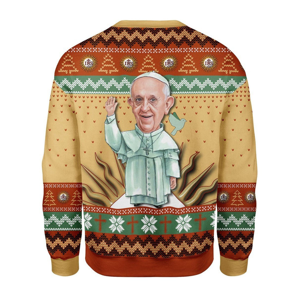 Gearhomies Christmas Unisex Sweater Pope Francis 3D Apparel